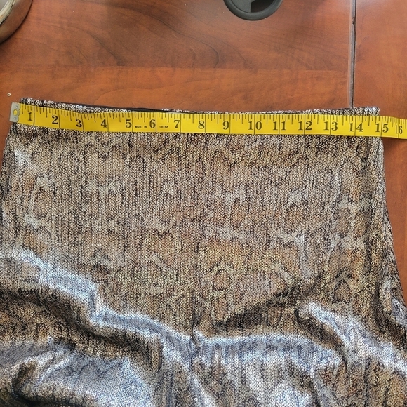 Zara Knit Sequin Snake Print A-line Midi Skirt Size M - Picture 11 of 12